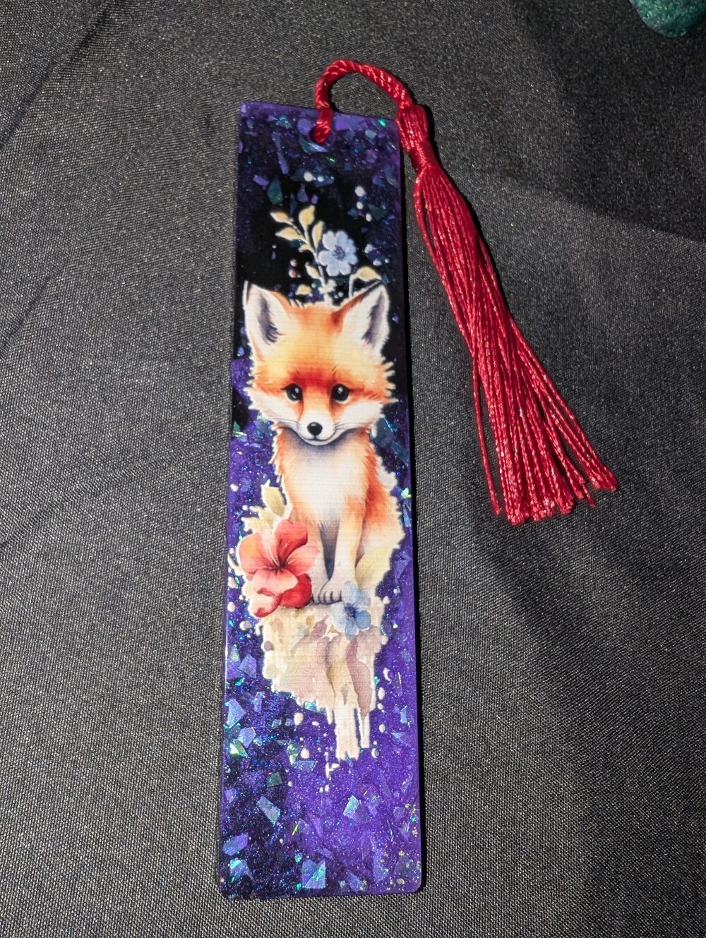 Handmade Resin Fox Floral Bookmark